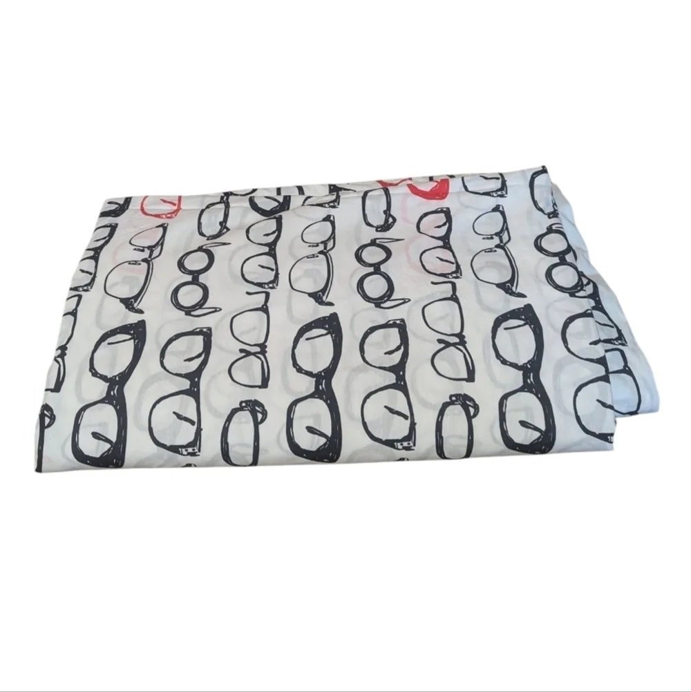 West Elm Duvet Queen Spectacles Glasses Black White Red Quirky Fun Maximalist
